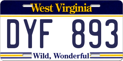 WV license plate DYF893