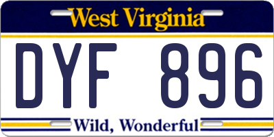 WV license plate DYF896