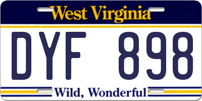 WV license plate DYF898