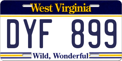 WV license plate DYF899