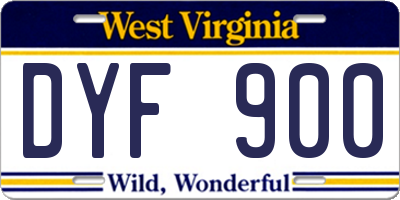 WV license plate DYF900
