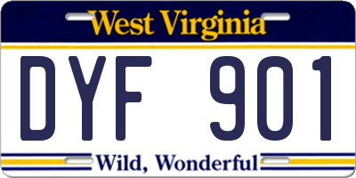 WV license plate DYF901