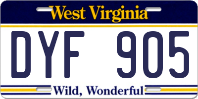 WV license plate DYF905