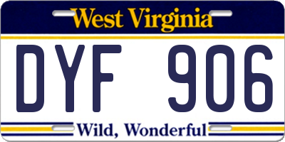 WV license plate DYF906
