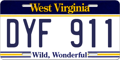 WV license plate DYF911