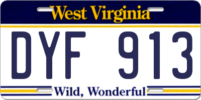 WV license plate DYF913