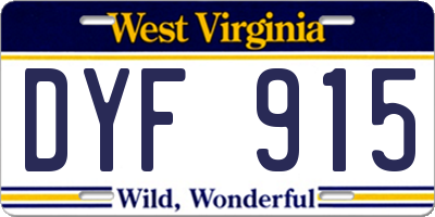 WV license plate DYF915