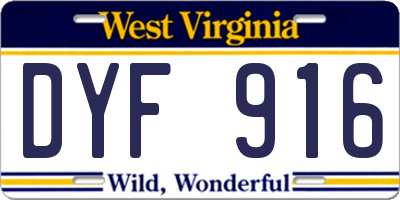 WV license plate DYF916