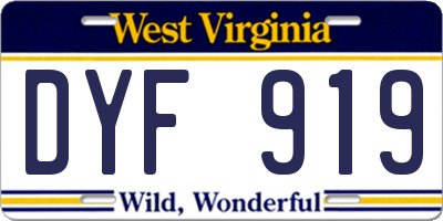 WV license plate DYF919