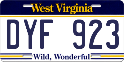 WV license plate DYF923