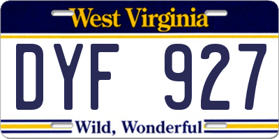 WV license plate DYF927