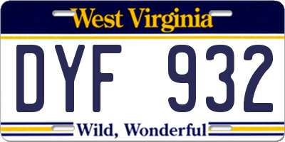 WV license plate DYF932