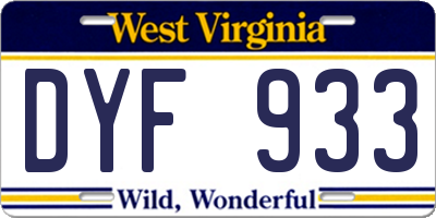 WV license plate DYF933