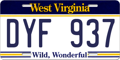 WV license plate DYF937