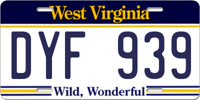 WV license plate DYF939