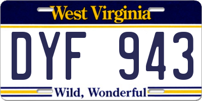 WV license plate DYF943