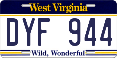 WV license plate DYF944