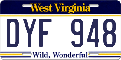 WV license plate DYF948