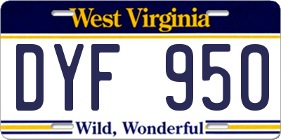 WV license plate DYF950