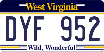 WV license plate DYF952