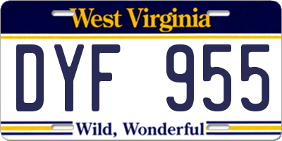 WV license plate DYF955