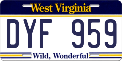 WV license plate DYF959
