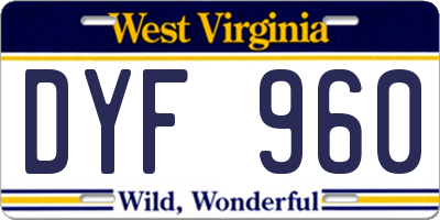 WV license plate DYF960