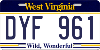 WV license plate DYF961