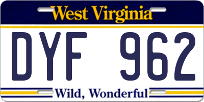 WV license plate DYF962