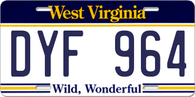 WV license plate DYF964