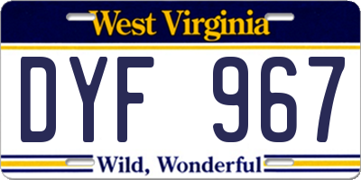 WV license plate DYF967
