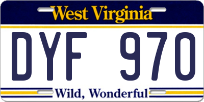 WV license plate DYF970