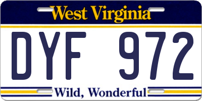 WV license plate DYF972