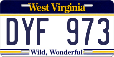 WV license plate DYF973
