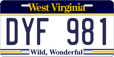 WV license plate DYF981