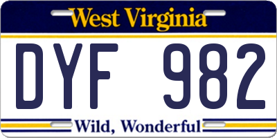 WV license plate DYF982