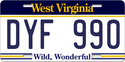 WV license plate DYF990