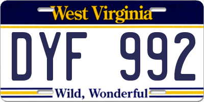 WV license plate DYF992