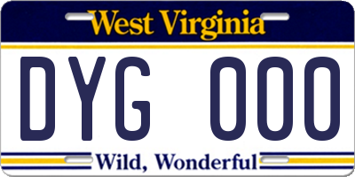 WV license plate DYG000