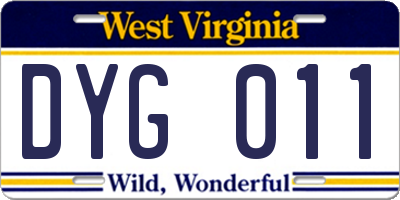WV license plate DYG011