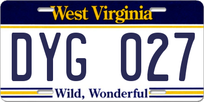 WV license plate DYG027