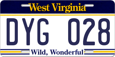 WV license plate DYG028