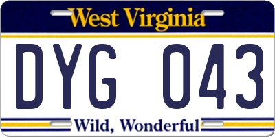 WV license plate DYG043