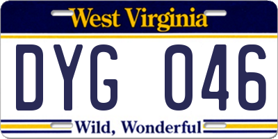 WV license plate DYG046