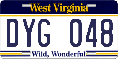 WV license plate DYG048