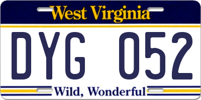 WV license plate DYG052