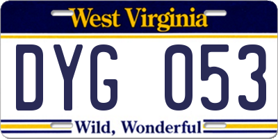 WV license plate DYG053