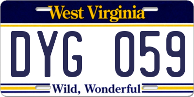 WV license plate DYG059