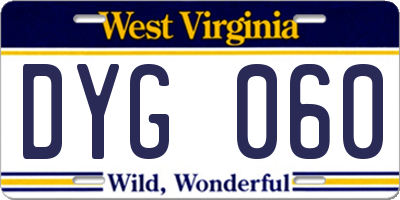 WV license plate DYG060