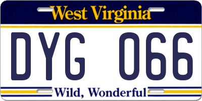 WV license plate DYG066